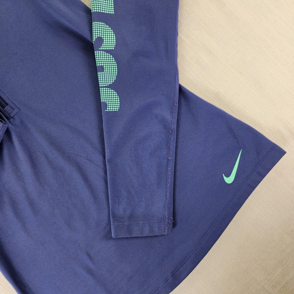 Nike Quarter-Zip Pullover Womens M Blue Just Do It Athletic Polyester Blend - Picture 4 of 12